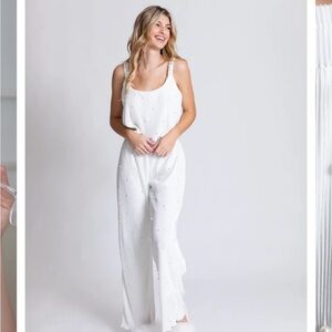 White Sleeveless Jumpsuit with Wide-Leg Design